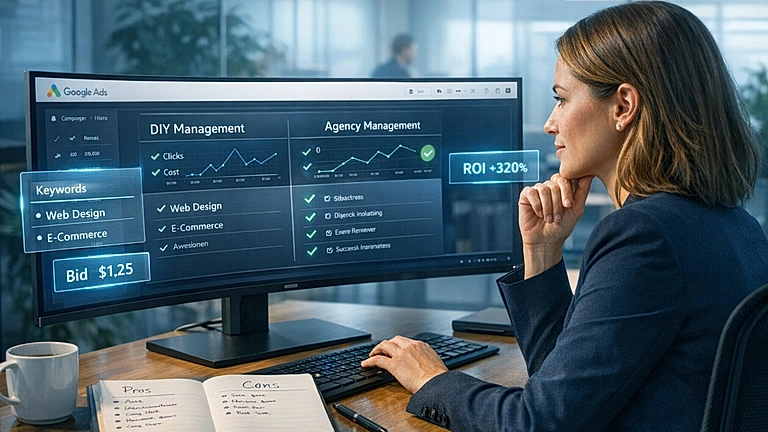 Google Ads Agentur oder selber machen – Entscheidungshilfe am Bildschirm
